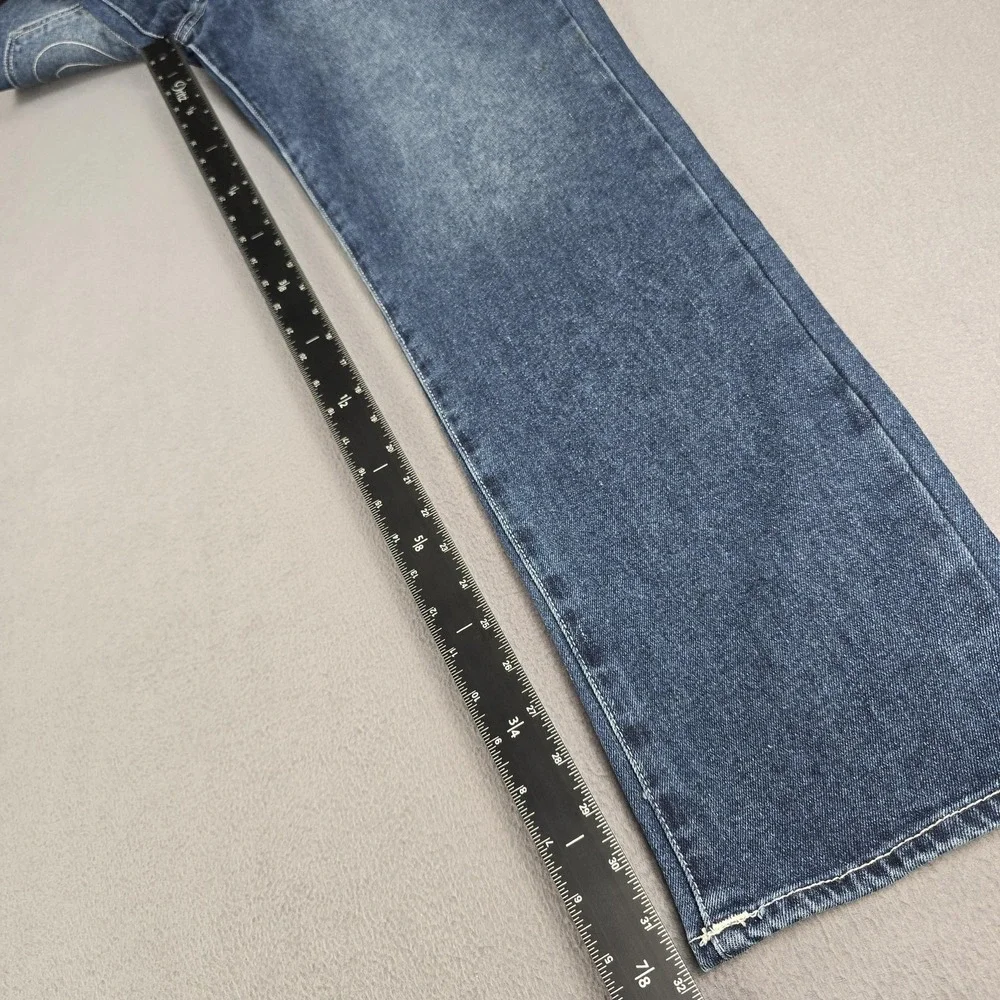 True Religion Geno SN Flap Jeans Mens 34x31 Blue Relaxed Slim Dark Stretch Denim